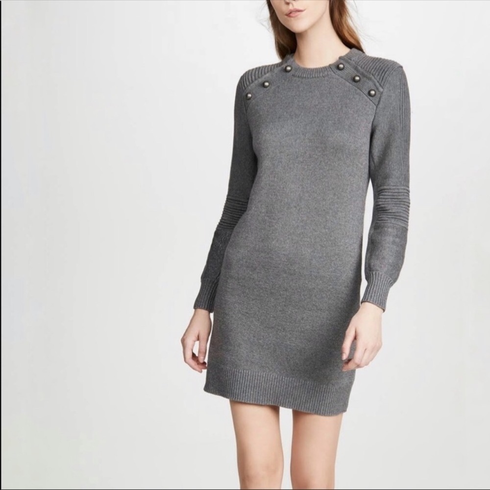 Rebecca Minkoff Gray Metallic Janica Midi Sweater Dress
